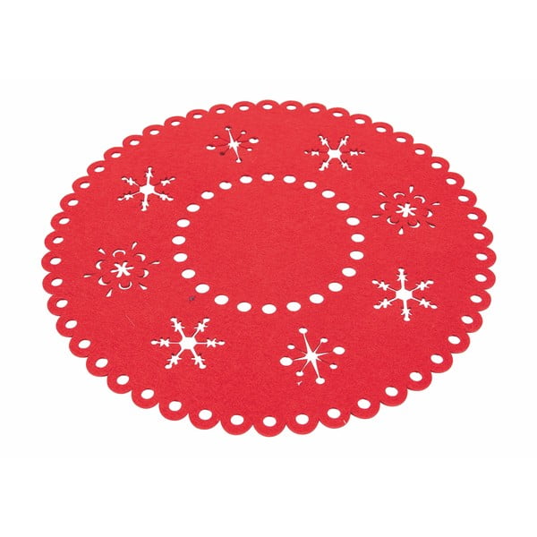 Súprava 6 červených plstených vianočných prestieraní Villa d'Este Ornaments, ø 38 cm