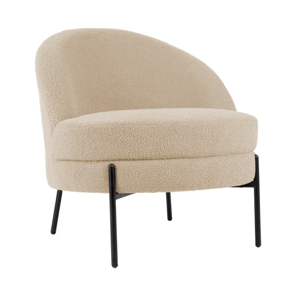 Béžové kreslo z textílie buklé Noble - Leitmotiv