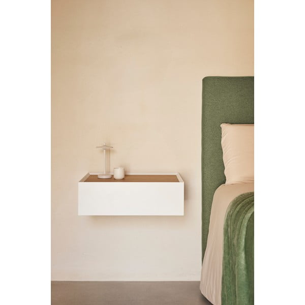 Biely závesný nočný stolík s doskou v dubovom dekore Arista – Teulat-image-1
