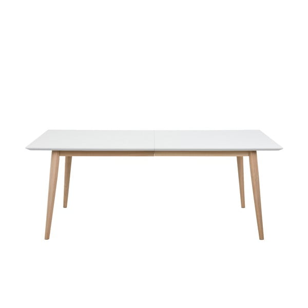 Biely rozkladací jedálenský stôl s podnožím z dubového dreva Actona Century, 200 x 100 cm