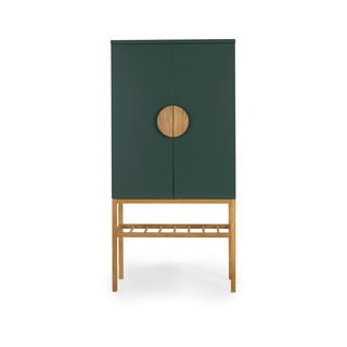 Zelený príborník s nohami z dubového dreva Tento Scoop, výška 162 cm