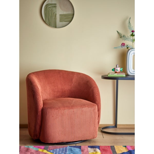 Oranžové menčestrové kreslo ušiak Pradi – Bloomingville-image-1