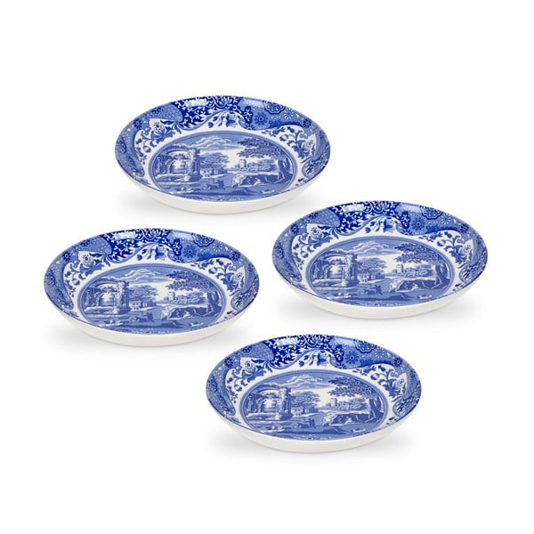 Sada 4 bielo-modrých tanierov na cestoviny Spode Blue Italian, ø 23 cm
