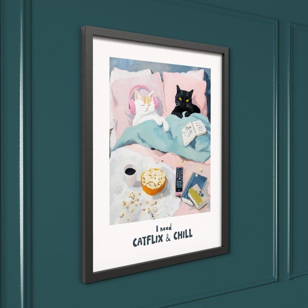 Tlačený obraz s rámom 30x40 cm Catflix – Styler-image-4