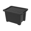 Lesklo čierny plastový úložný box s vekom Evo Easy - Rotho
