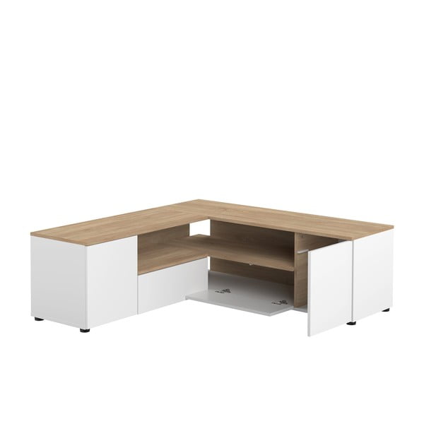 TV stolík v dekore duba v bielo-prírodnej farbe 130x46 cm Angle – TemaHome-image-4