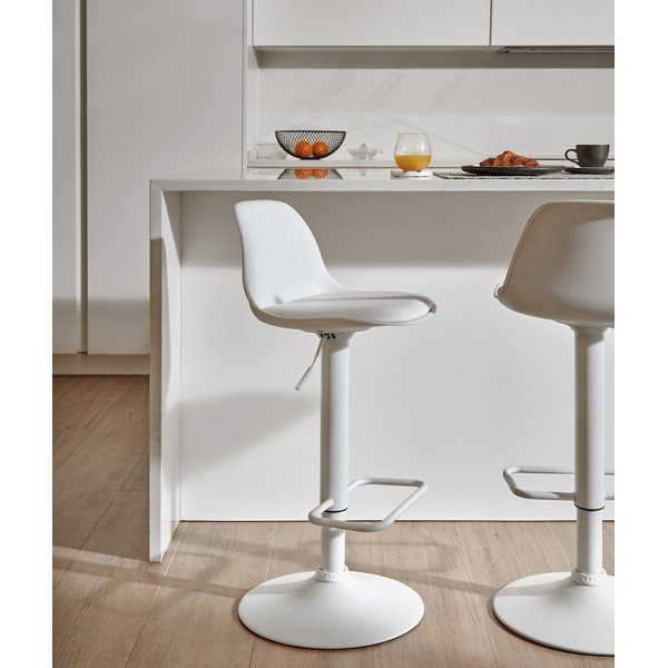 Matne biela barová stolička s nastaviteľnou výškou z imitácie kože (výška sedadla 60 cm) Orlando-T – Kave Home-image-2