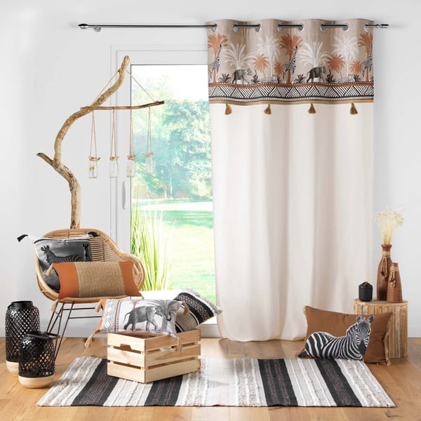 Hnedý/v prírodnej farbe bavlnený záves 140x240 cm Kenya Lodge – douceur d'intérieur-image-2