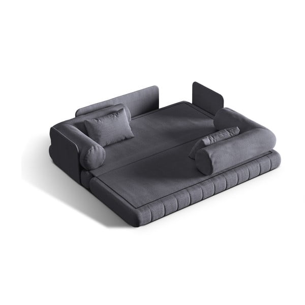 Tmavosivá rozkladacia pohovka z textílie buklé 206 cm Kemi – Cosmopolitan Design-image-1