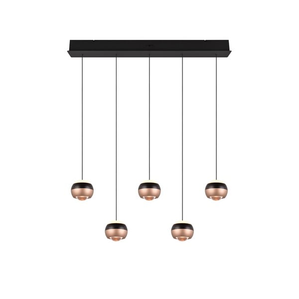 LED závesné svietidlo s kovovým tienidlom v čierno-medenej farbe Orbit - Trio Select