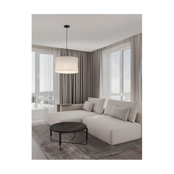 Biele ľanové závesné svietidlo ø 50 cm Linnet – Nova Luce-image-1