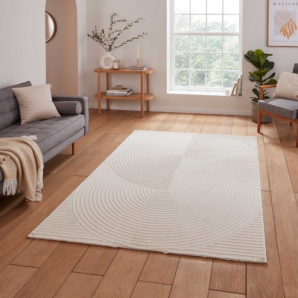 Krémovobiely umývateľný koberec z recyklovaných vlákien 160x230 cm Flores – Think Rugs-image-1