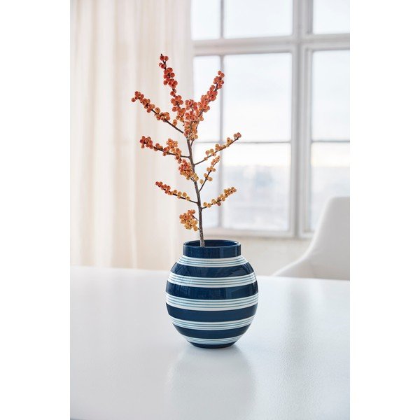 Tmavomodro-biela keramická váza Kähler Design Nuovo, výška 20,5 cm-image-3