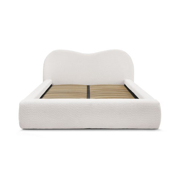 Biela čalúnená dvojlôžková posteľ s úložným priestorom s roštom 180x200 cm Orlane – Bobochic Paris-image-4