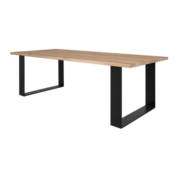 Svetlý drevený jedálenský stôl s čiernym podnožím Canett Gamma
