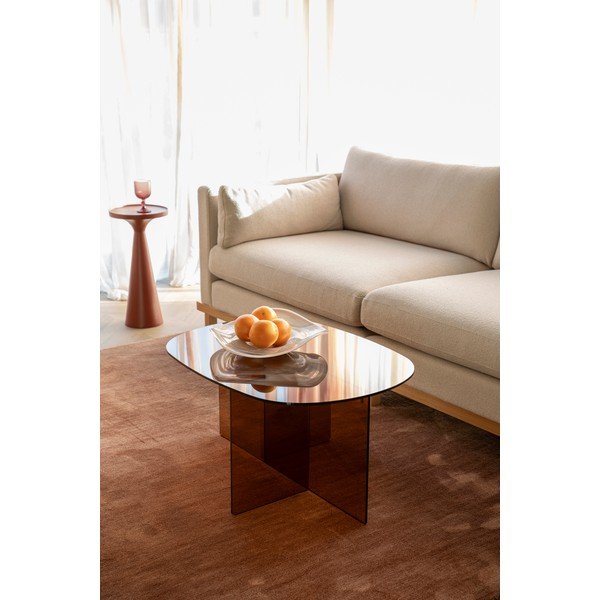Hnedý sklenený konferenčný stolík 60x80 cm Linea – Zuiver-image-1