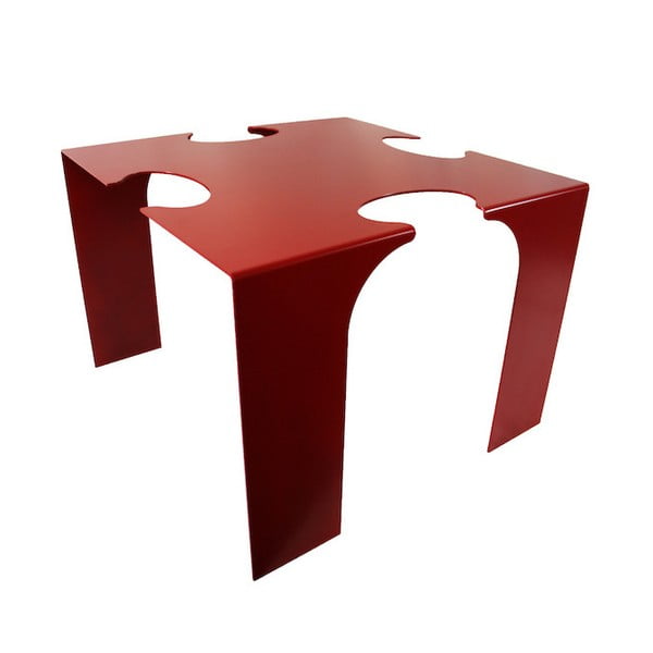 Červený odkladací stolík Caoscreo Puzzle In