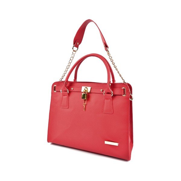 Červená kožená kabelka Roberta M Durio Rosso-image-3