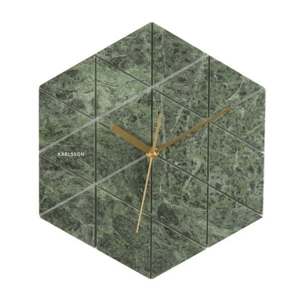 Zelené nástenné hodiny Karlsson Hexagon