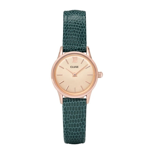 Dámske hodinky so smaragdovozeleným koženým remienkom Cluse La Vedette Lizard