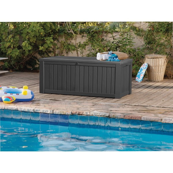 Antracitový plastový záhradný úložný box Rockwood – Keter-image-3