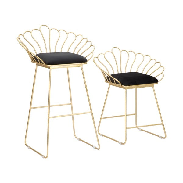 Súprava 2 barových stoličiek v zlato-čiernej farbe Mauro Ferretti Flower