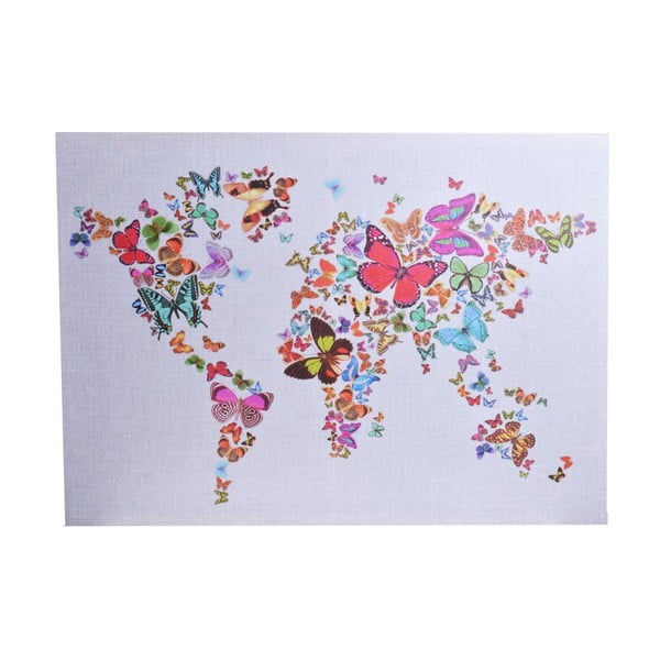 Plátená mapa sveta s motívom motýľov Ewax Butterfly, 50 x 70 cm