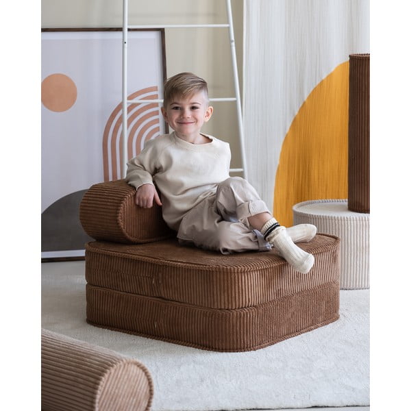 Hnedé menčestrové detské kresielko Flip – Wigiwama-image-4