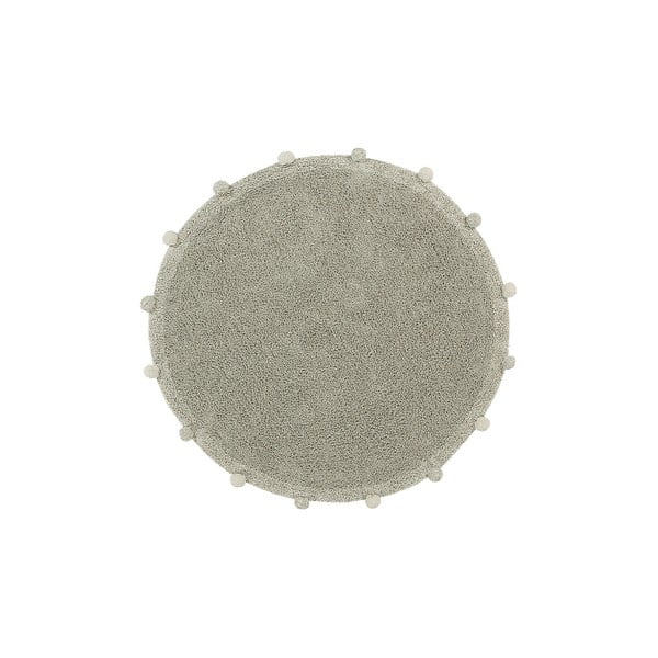 Svetlozelený prateľný ručne tkaný bavlnený detský koberec ø120 cm Bubbly Olive – Lorena Canals