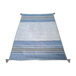 Modro-sivý bavlnený koberec Webtappeti Antique Kilim, 70 x 140 cm