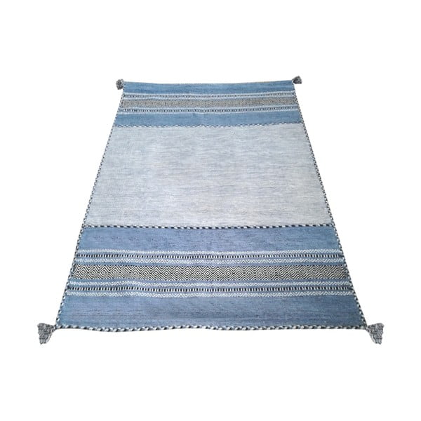 Modro-sivý bavlnený koberec Webtappeti Antique Kilim, 60 x 240 cm