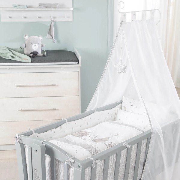 Sivá kolíska na kolieskach s baldachýnom 40x90 cm Strenenzauber – Roba-image-3