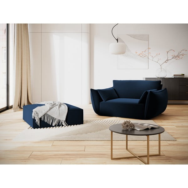 Tmavomodré zamatové kreslo Vanda – Mazzini Sofas-image-1