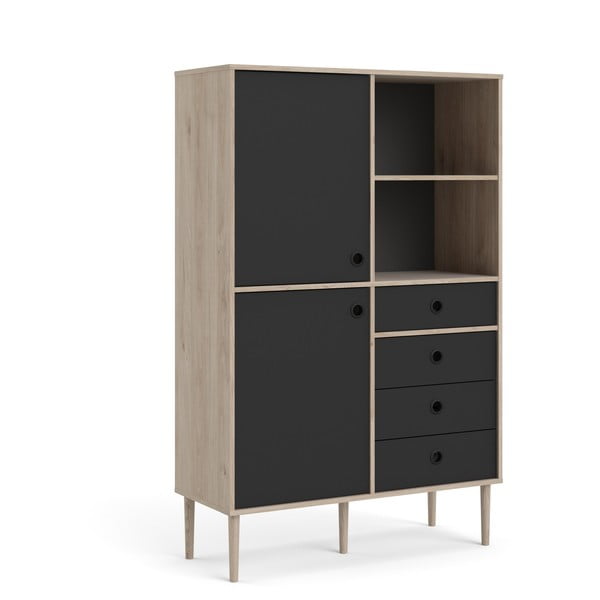 Čierna komoda s rámom v dubovom dekore Tvilum Rome, 99 x 154 cm-image-4