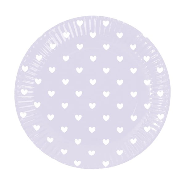 Sada papierových tanierov Miss Étoile Lavender Hearts, 8 ks
