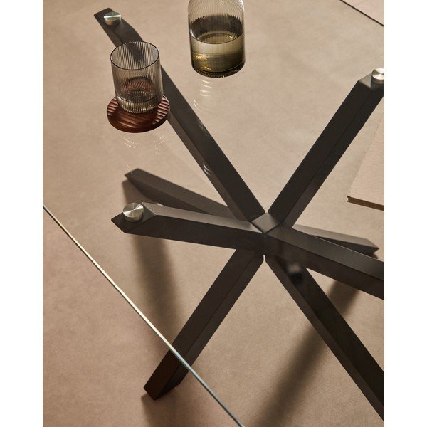 Čierny konferenčný stolík so sklenenou doskou 70x130 cm Argo – Kave Home-image-3
