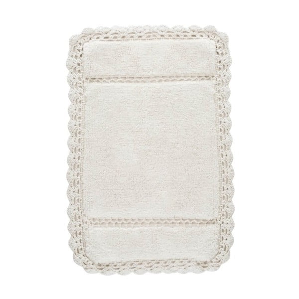 Krémovobiela bavlnená kúpeľňová predložka Marc, 60 × 90 cm
