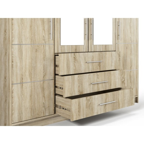 Šatníková skriňa v dekore duba so zrkadlom 196x200 cm Derry - Cosmopolitan Design-image-1