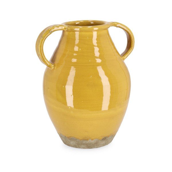 Terakotová ručne vyrobená váza v horčicovej farbe (výška  31 cm) Daruma – Bizzotto