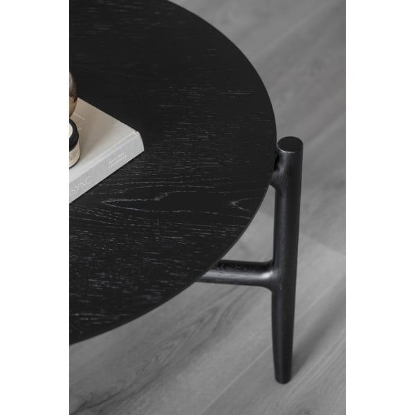 Čierny odkladací stolík z dubového dreva Rowico Holton, ø 80 cm-image-3