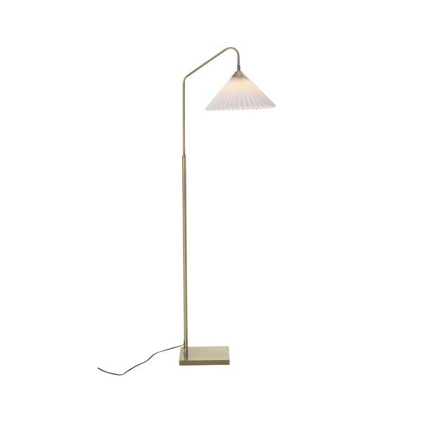 Krémovobiela/v mosadznej farbe látková stojacia lampa s ohýbateľnou konštrukciou (výška  155 cm) Kate – Ellos Home