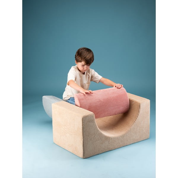 Svetlohnedé menčestrové penové ihrisko 75x49x37 cm Rainbow Montessori – Wigiwama-image-3