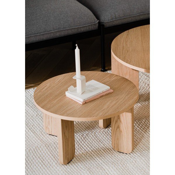 Okrúhly konferenčný stolík s doskou v dubovom dekore v prírodnej farbe ø 55 cm Kuvu – noo.ma-image-1