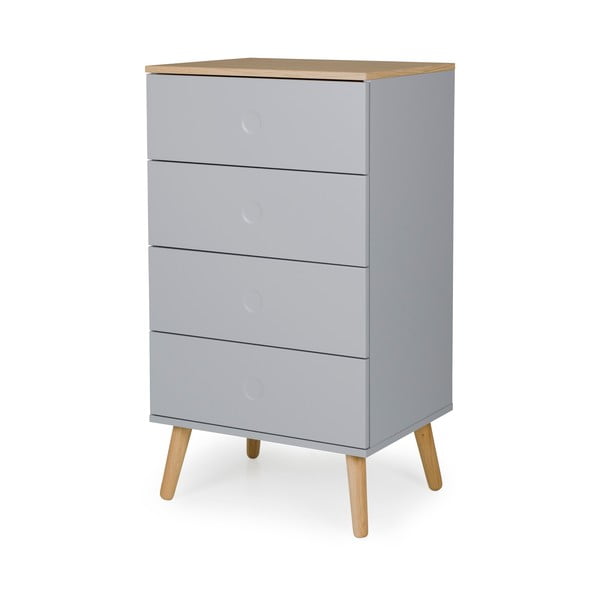 Sivá skrinka s detailmi v dekore dubového dreva Tenzo Dot, šírka 55 cm-image-1