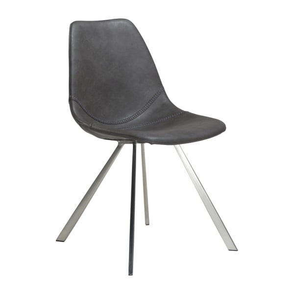 Sivá jedálenská stolička z eko kože s oceľovou podnožou DAN–FORM Denmark Pitch