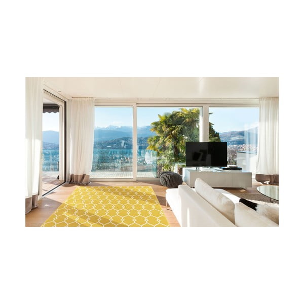 Žltý vonkajší koberec Floorita Trellis, 133 × 190 cm-image-3