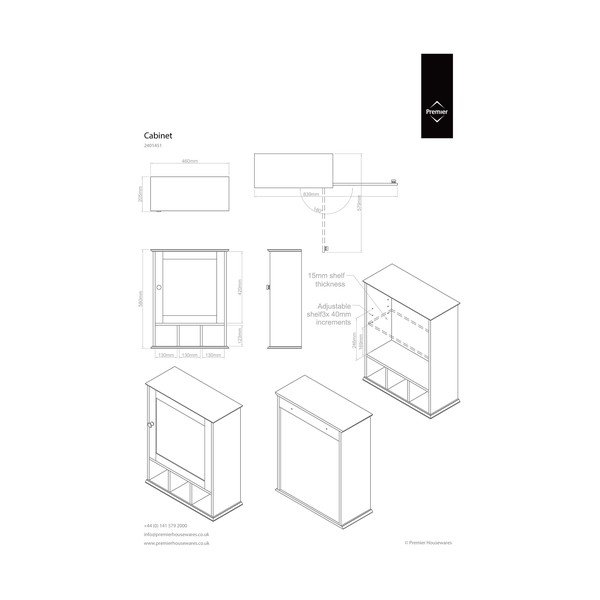 Biela závesná kúpeľňová skrinka so zrkadlom 46x58 cm Port – Premier Housewares-image-1
