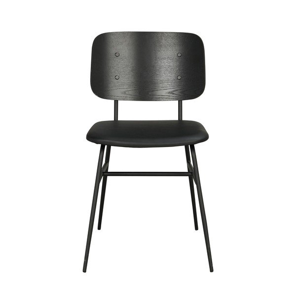 Čierna jedálenská stolička s čiernym mäkkým sedadlom Rowico Brent-image-2