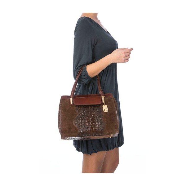 Kožená kabelka Croco Brown-image-1