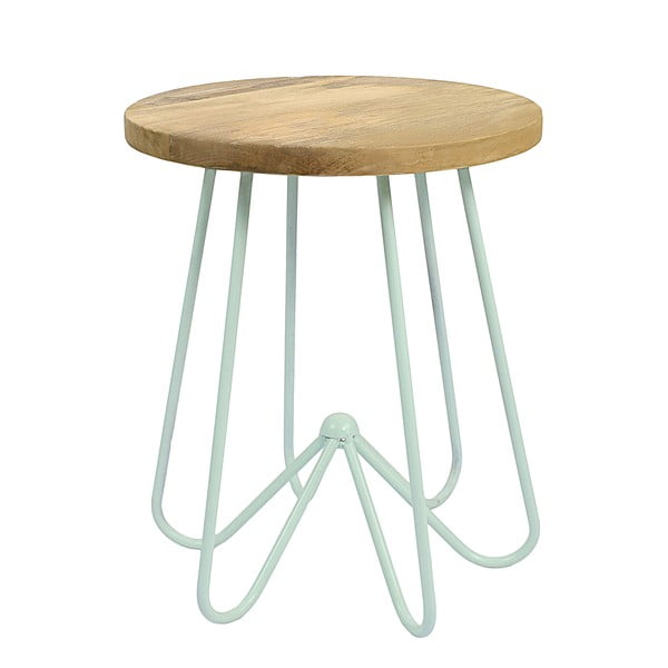 Svetlozelený stolík s doskou z mangového dreva HF Living Round